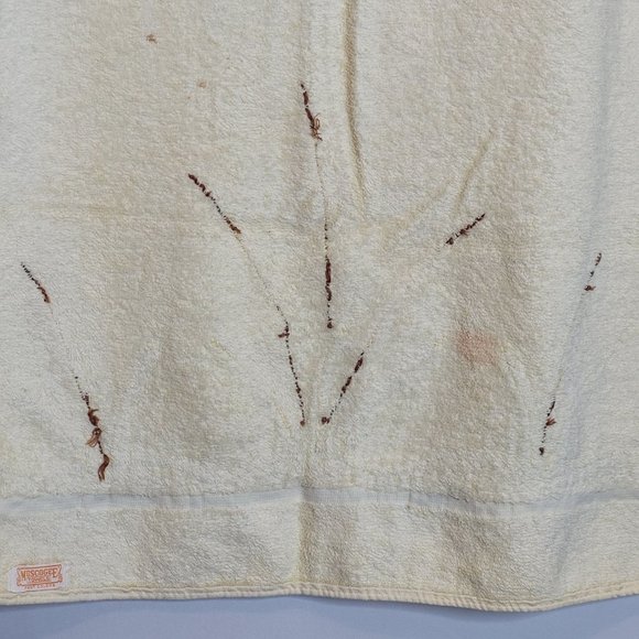 Vintage Muscogee Bath Towel Sculpted P Willows Design Pale Yellow Edge Wear - Picture 9 of 11